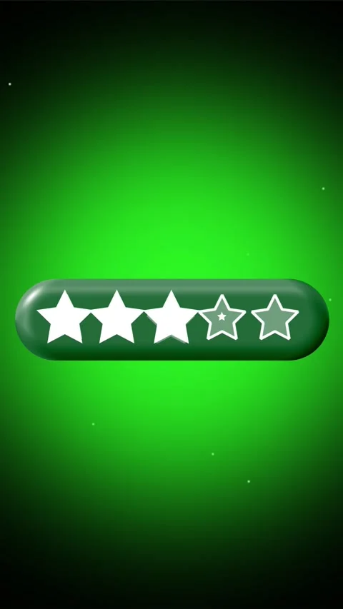 Vertical animation of a 3D-style five-star rating bar. 库存影片 317970768