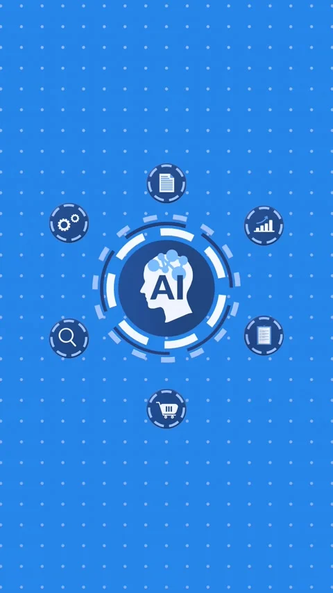 Vertical Animation of AI and Machine Learning for Tech and Innovation. Stock Footage 315377424