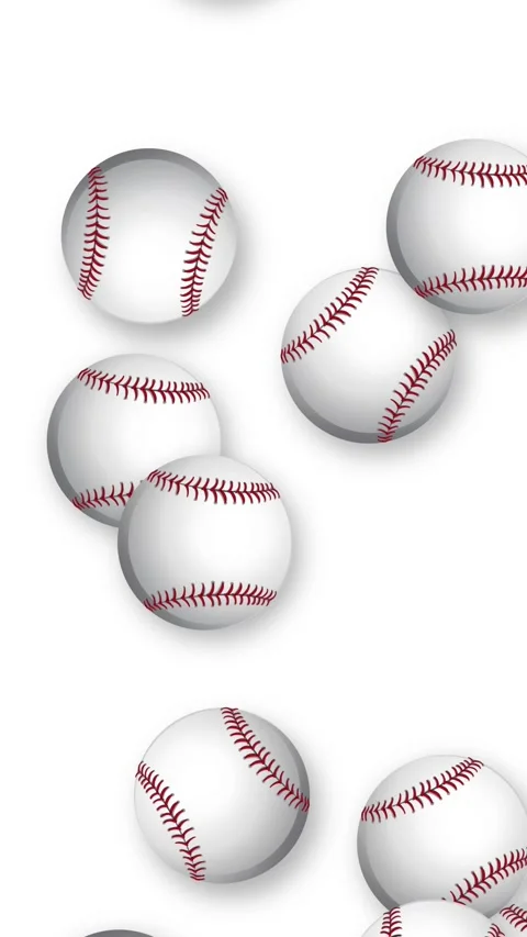 Vertical Animation of Baseballs Bursting and Falling on White Background Stock Footage 344848424