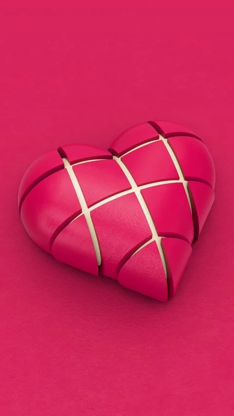 Vertical animation of beating heart composed by geometric pieces over viva Stock Footage 232098465