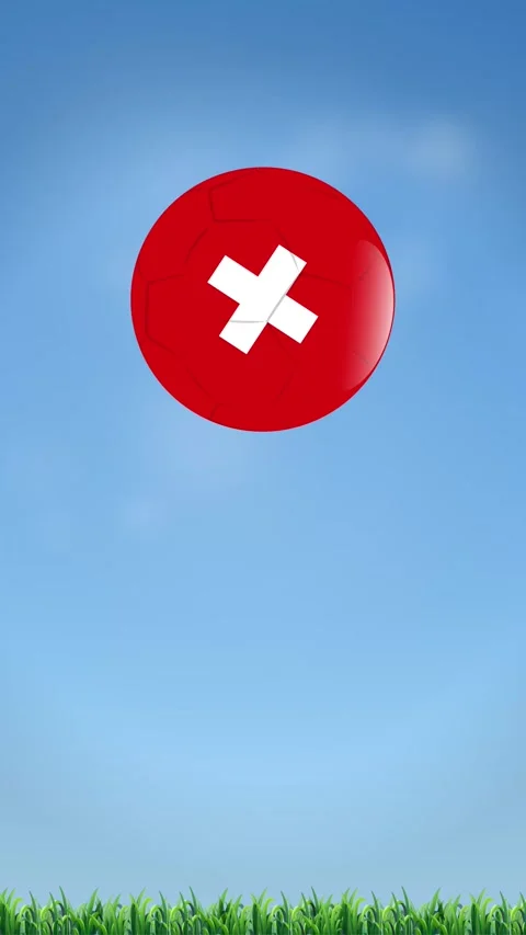 Vertical Animation of Bouncing Red Soccer Ball with White Cross Video stock 342468065