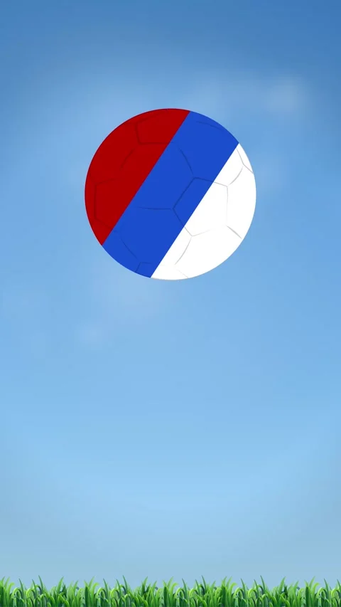 Vertical Animation of Bouncing Red White and Blue Soccer Ball Stock Footage 340195411