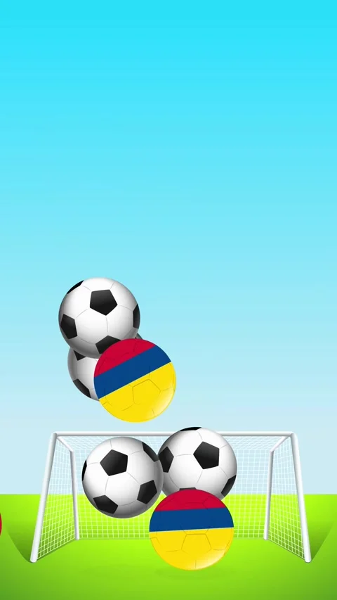 Vertical Animation of Bouncing Soccer Balls and Colombia Flag Spheres Video stock 342721915