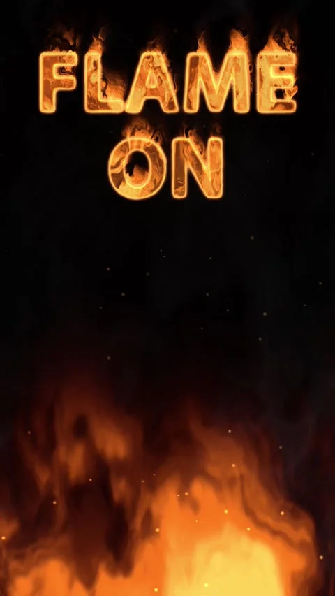 Vertical Animation of Burning Flame On Text with Ground Fire and Smoke Stock Footage 339516074