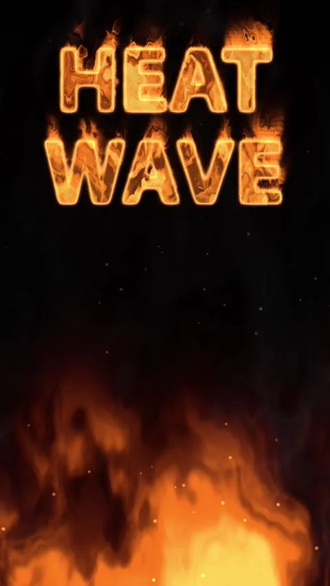 Vertical Animation of Burning Heat Wave Text with Ground Fire and Smoke Stock Footage 340012881