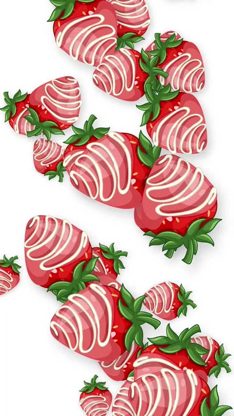 Vertical Animation of Chocolate Drizzled Strawberries Falling Stock Footage 344848574