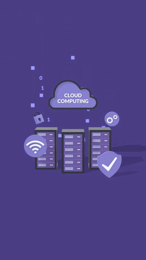 Vertical Animation of Cloud Computing, Database, and Data Storage Concepts. Stock Footage 327993674