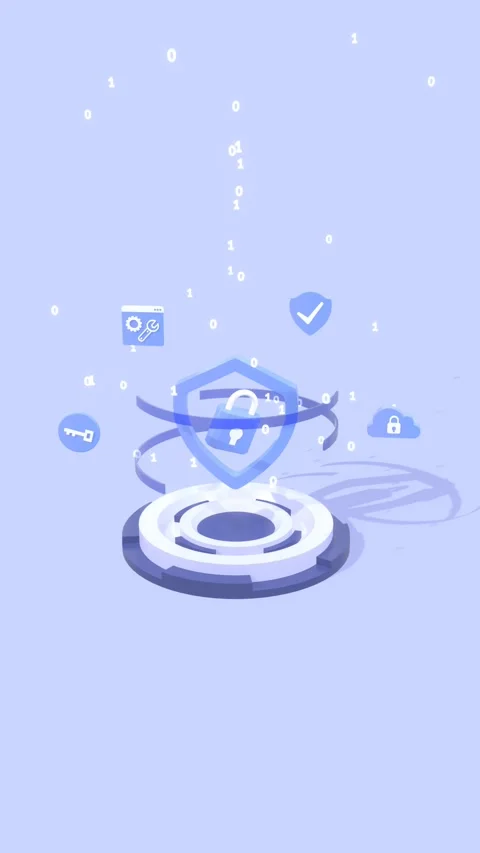 Vertical Animation of Cybersecurity Concept with Padlock and Shield Icon 스톡 동영상 314143394