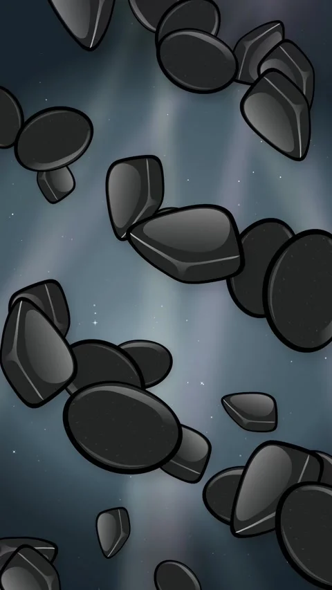 Vertical Animation of Dark Stones Falling Over a Shimmering Glitter Background Stock Footage 345708031