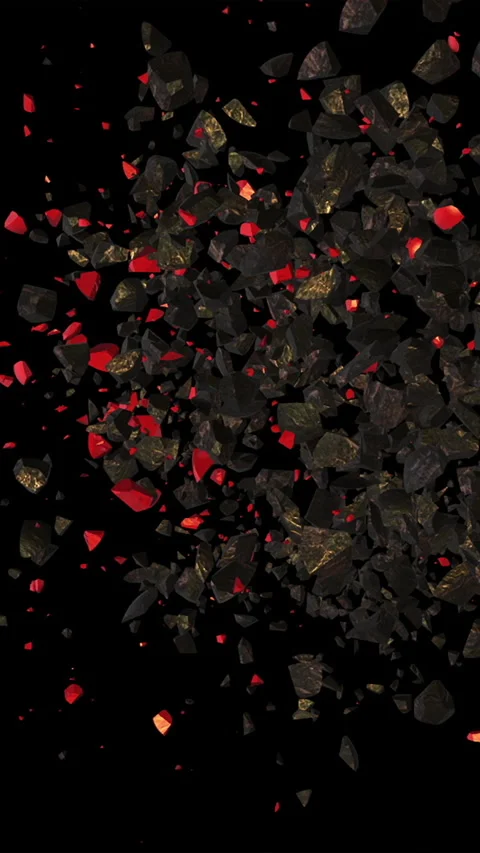 Vertical animation - Exploding red heart pieces on a dark background Stock Footage 271617892
