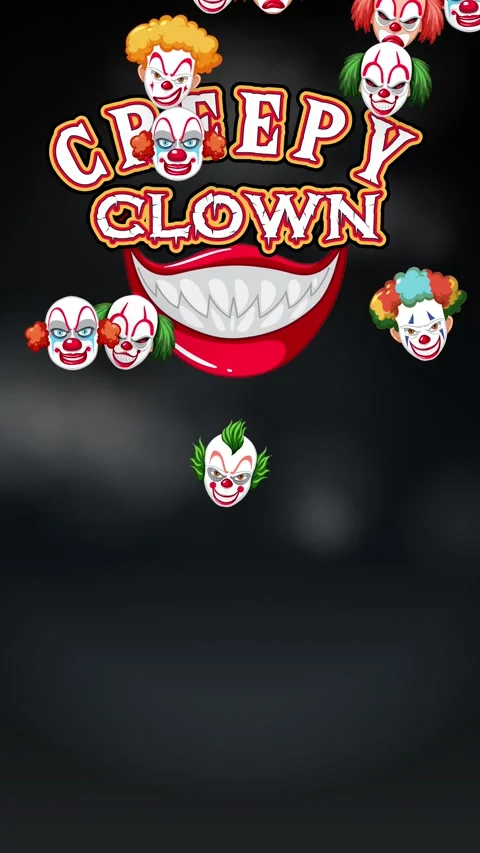 Vertical Animation of Falling Creepy Clown Heads on Dark Background Stock Footage 341842421