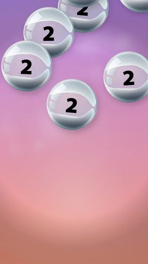 Vertical Animation of Falling Glass Spheres with Number Two on Pink Background Stock Footage 341461902