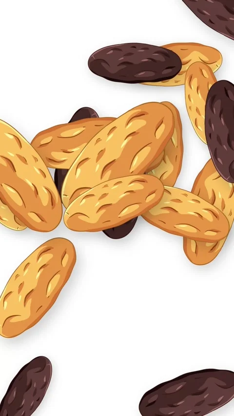 Vertical Animation of Falling Mixed Crackers and Chocolate Biscuits Stock Footage 345704810