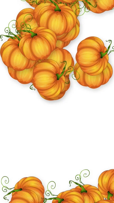 Vertical Animation of Falling Orange Pumpkins on White Background Stock Footage 341558380