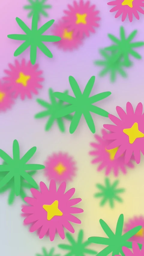 Vertical Animation of Falling Pink and Green Stylized Flowers Stock Footage 345705351