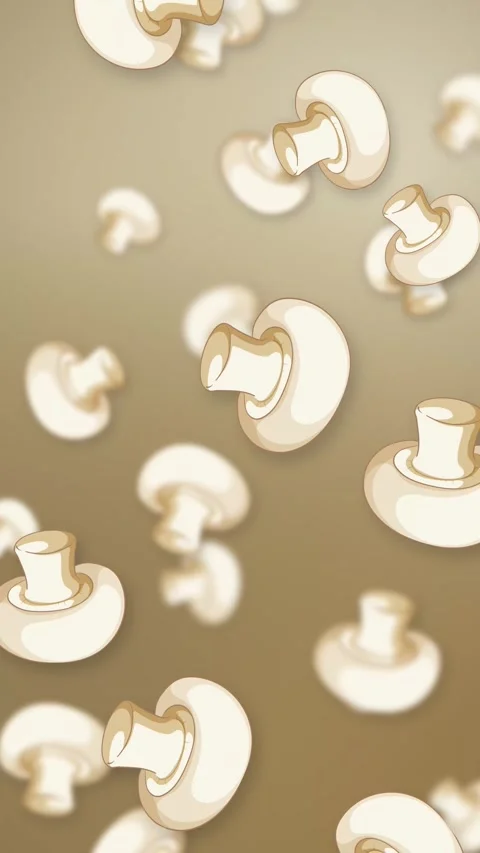 Vertical Animation of Falling White Button Mushrooms on Mesh Background Stock Footage 346270862