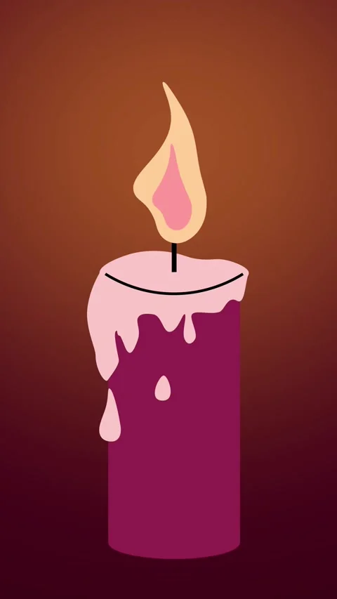 Vertical animation of a flickering purple candle with melting wax Stock Footage 341869004