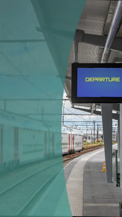 Vertical animation footage for text - Train leaving the station Stock Footage 303805618
