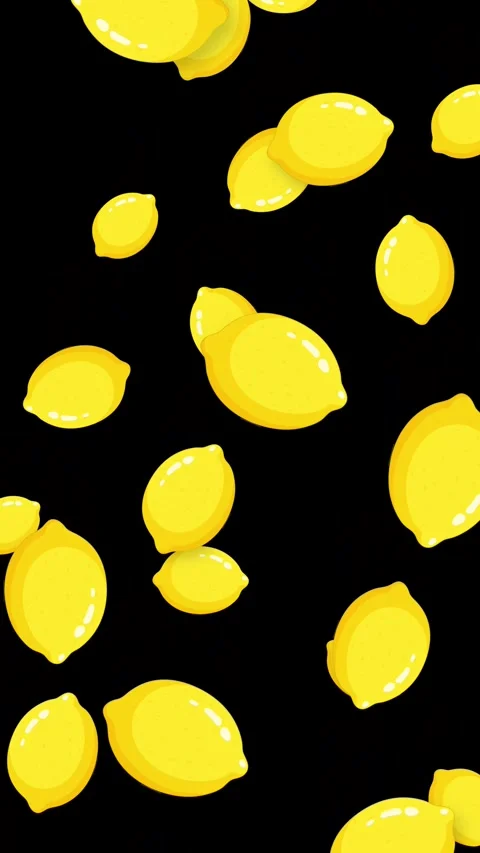 Vertical Animation of Fresh Yellow Lemons Falling Against Black Background Stock Footage 345300979