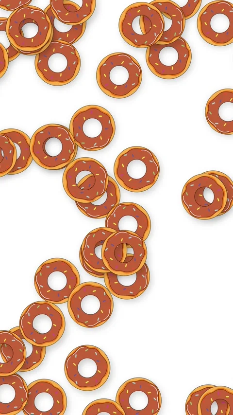 Vertical Animation of Glazed Chocolate Donuts Falling on White Background Stock Footage 339379728