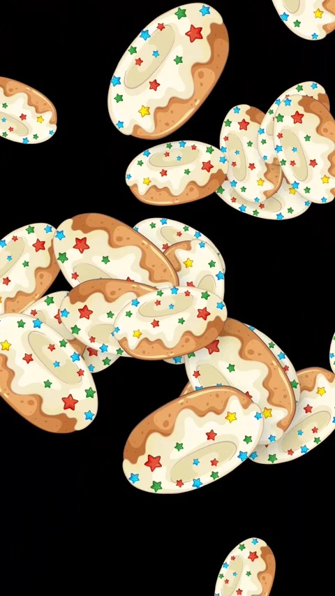 Vertical Animation of Glazed Donuts with Star Sprinkles Falling Stock Footage 345117689