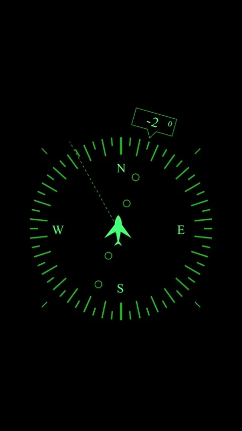 Vertical animation of green digital compass interface on black background Vídeo Stock 331077654