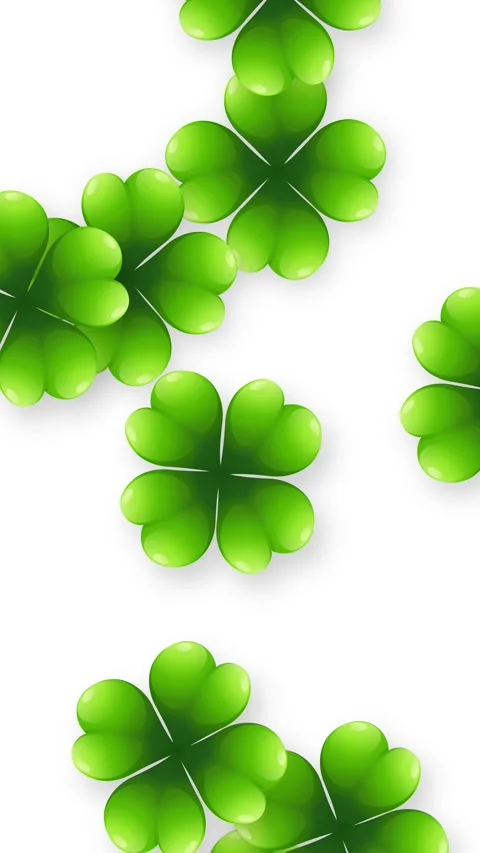 Vertical Animation of Green Four Leaf Clovers Falling on White Background Video stock 341723761