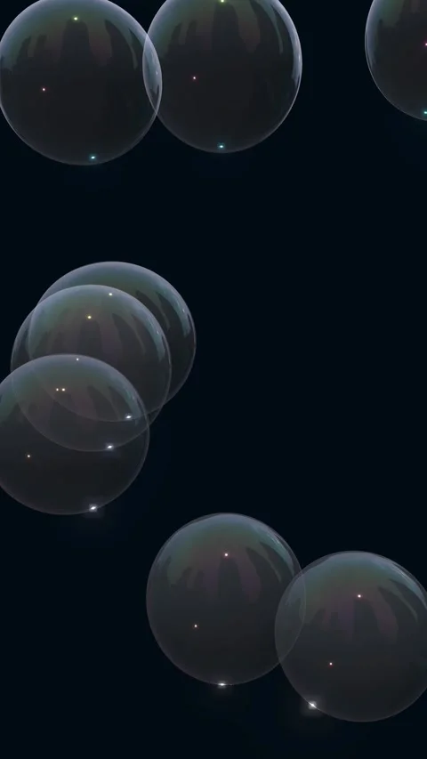 Vertical Animation of Iridescent Soap Bubbles Floating Upwards Stock Footage 335909242