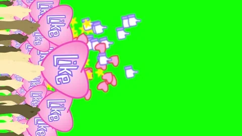 Vertical animation many hands raise and show a heart like sign on a green screen Video stock 137429333