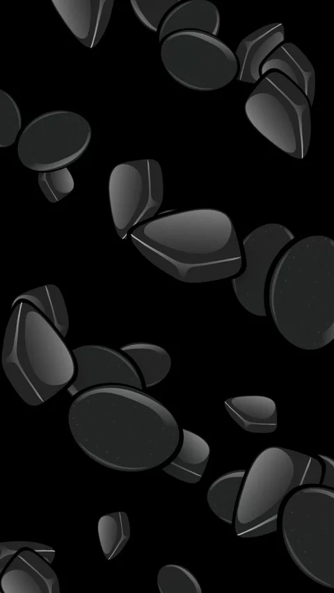 Vertical Animation of Mixed Black Geometric Objects Falling on Black Background Stock Footage 344832652