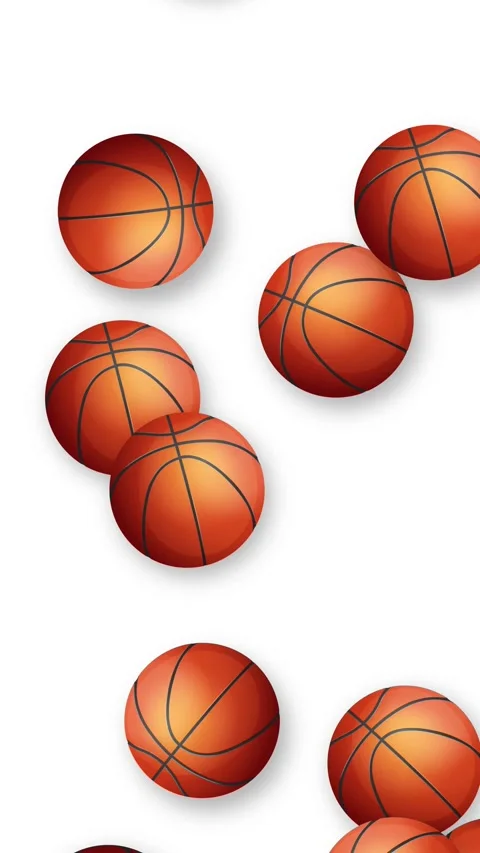 Vertical Animation of Multiple Basketballs Falling and Bouncing Видео 343830889