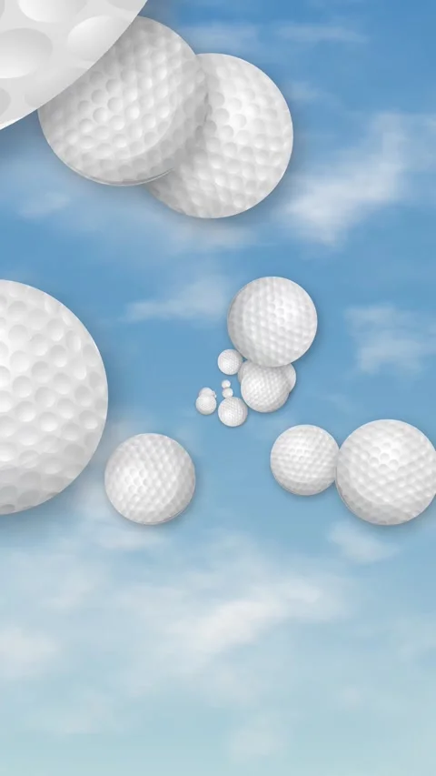 Vertical Animation of Multiple Golf Balls Flying Through Blue Sky Stock Footage 348124603