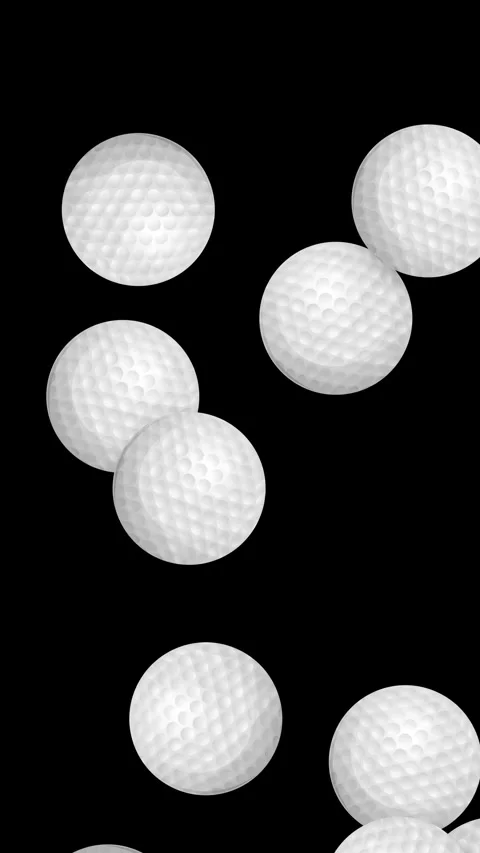 Vertical Animation of Multiple White Golf Balls Bursting on Black Background Stock Footage 348633604