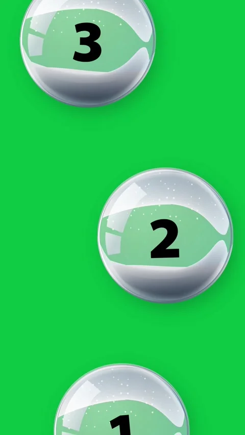 Vertical Animation of Numbered Glass Spheres Falling on Green Background Stock Footage 341838861