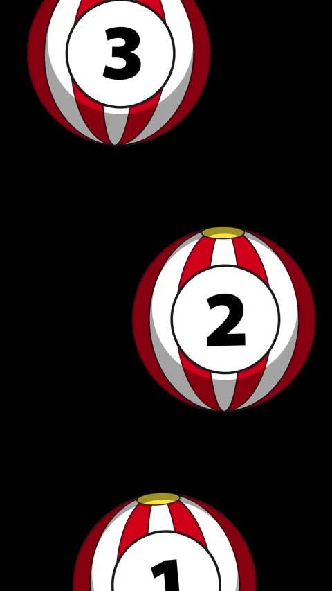 Vertical Animation of Numbered Red and White Striped Balls Falling Stock Footage 341907052