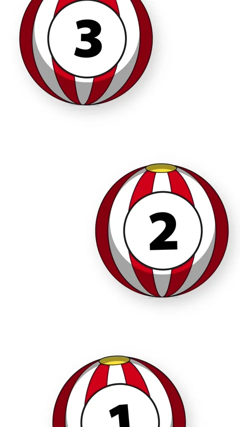 Vertical Animation of Numbered Red and White Striped Balls Falling Stock Footage 346270793
