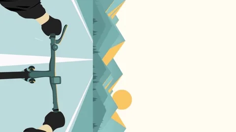 Vertical animation Onboard camera mountain biking on an asphalt road. First Stock Footage 140034775