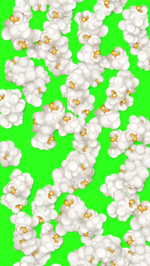 Vertical Animation of Popcorn Falling Against a Green Screen Background Stock Footage 344848446