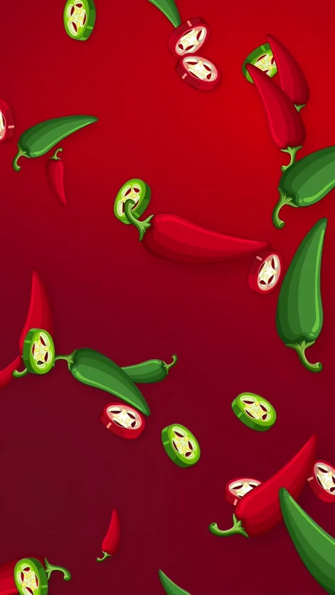 Vertical Animation of Red and Green Chili Peppers Falling Stock Footage 344931214