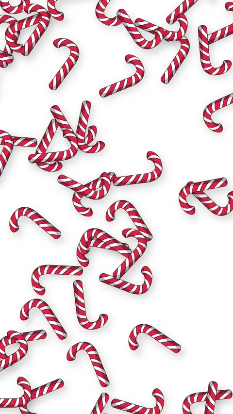 Vertical Animation of Red and White Candy Canes Falling on White Background Stock Footage 339529348