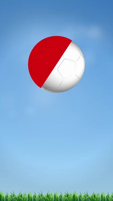 Vertical Animation of Red and White Soccer Ball Bouncing on Grass Stock Footage 340006701