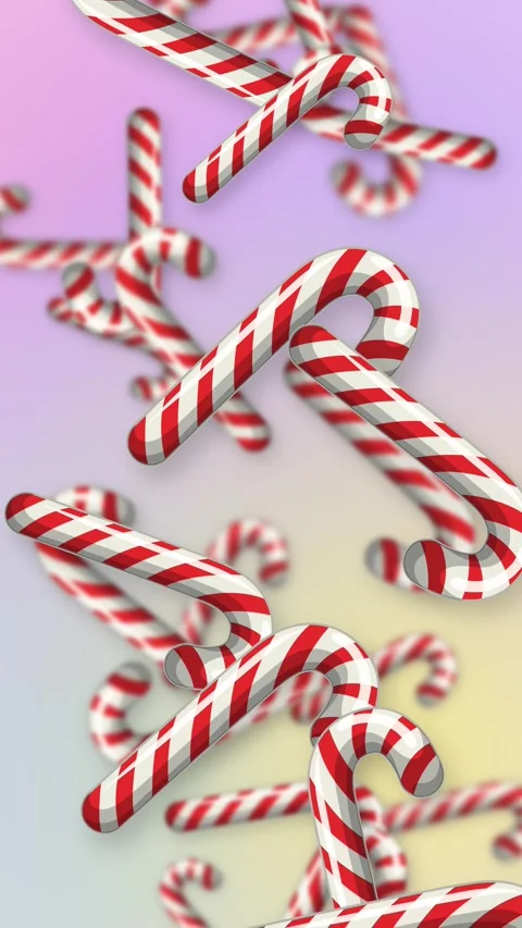 Vertical Animation of Red and White Candy Canes Falling Stock Footage 344832206