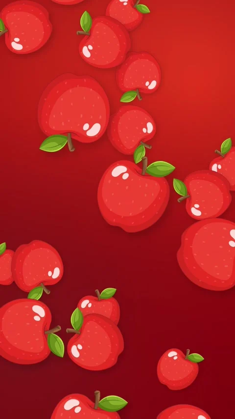 Vertical Animation of Red Apples Falling Against a Gradient Background Stock Footage 345308284