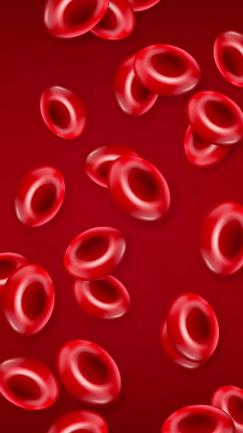 Vertical Animation of Red Blood Cells Falling on Dark Background Stock Footage 342209006
