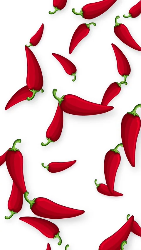 Vertical Animation of Red Chili Peppers Falling on White Background Stock Footage 342314871