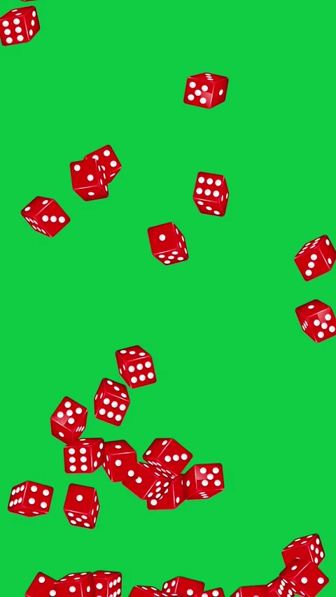 Vertical Animation of Red Dice Bouncing on a Green Background Stock Footage 339401808