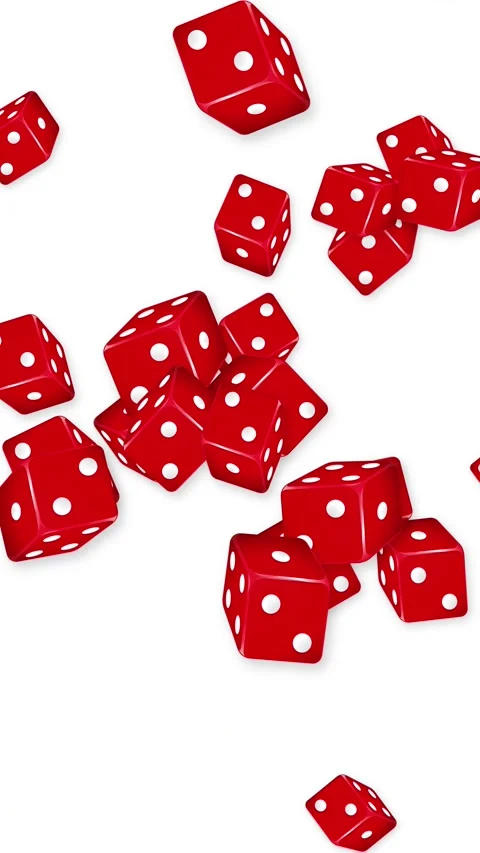 Vertical Animation of Red Dice Bursting Across White Background Stock Footage 345307999
