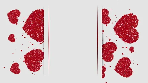 Vertical animation. Red hearts on a white background with particles. Stock Footage 232295576