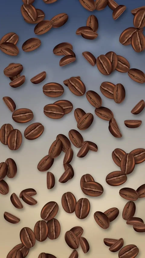 Vertical Animation of Roasted Coffee Beans Falling Stock Footage 346206612