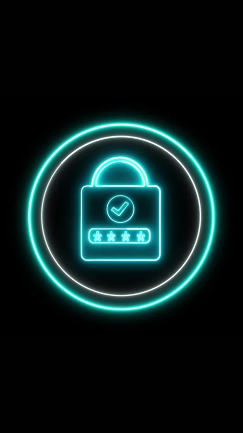Vertical animation of secure password entry with glowing neon lock illustra.. Stock Footage 315335445